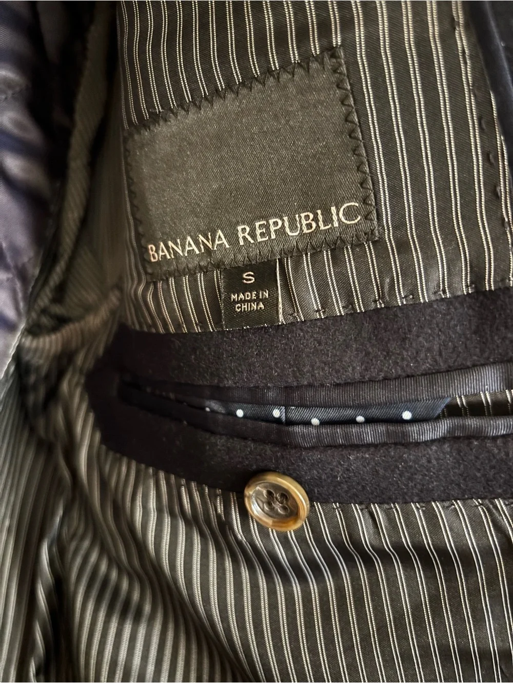 Banana Republic Navy Wool Single-Breasted Pea Coat